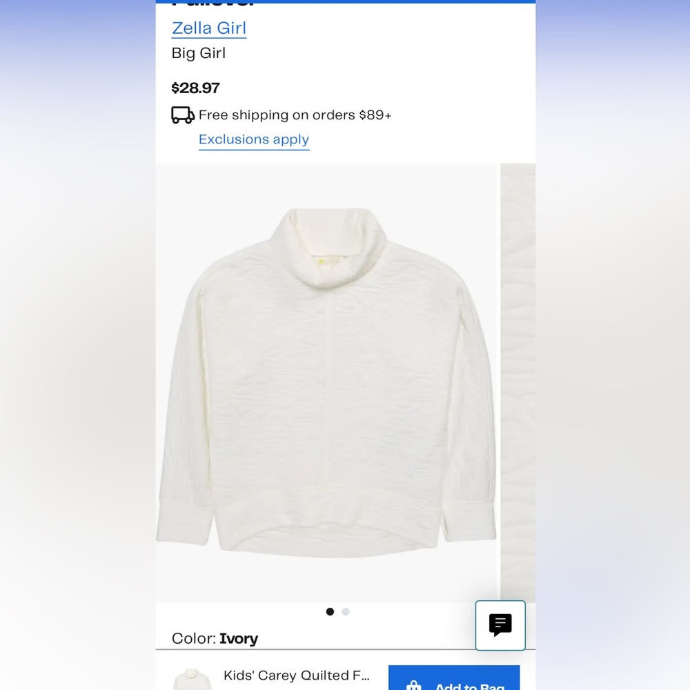Zella Girl | Carey Quilted Funnel Neck Pullover